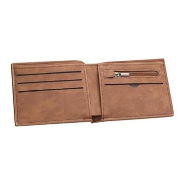 Imagem de Carteira de couro PU masculina fina carteira dobrável portátil com compartimento para cartão de crédito carteira de troca de dinheiro bolsa minimalista com bolso para moedas para trabalho e negócios