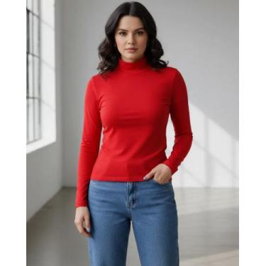 Imagem de Blusa Gola Alta e Manga Longa Algodão - TG Camiseteria, Vermelho, GG
