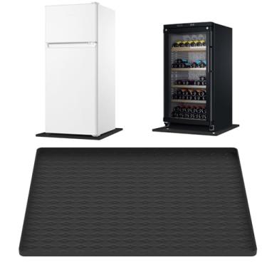 Imagem de AIZOE Mini tapete de geladeira, bandeja coletora de mini geladeira, 60 x 50 cm, tapetes de geladeira, bandeja de máquina de lavar para proteção de piso, preto com padrão Argyle