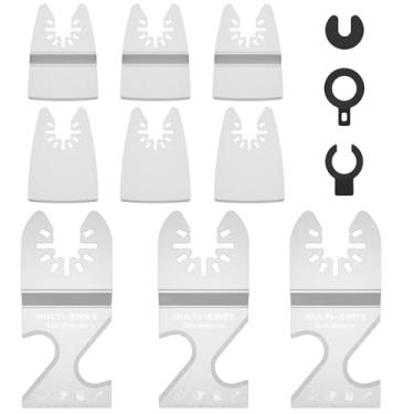 Imagem de KHZSPP Lâmina de faca oscilante para várias ferramentas, 9 peças, lâmina de ferramenta oscilante, ferramenta de corte de telha de asfalto para cortar materiais macios para telhados