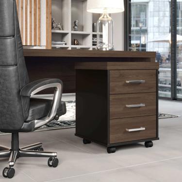 Imagem de Gaveteiro Tamburato 3 Gavetas Ii - Charuto/Preto 6089