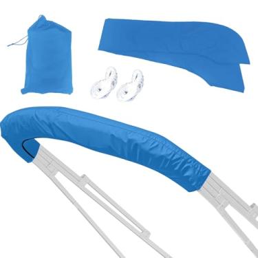 Imagem de Capa para bota de armazenamento superior Bimini com 4 laços 246.4 cm-261.6 cm Largura, Oversize 600D impermeável guarda-sol canopy armazenamento com 2 cordas, serve para 3-4 arcos Bimini Tops, azul