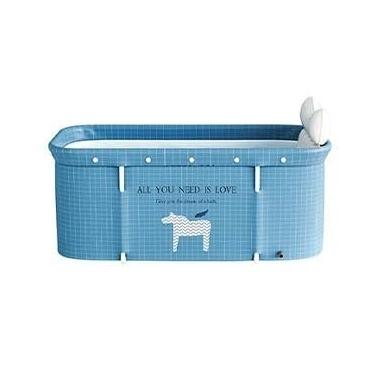 Imagem de Banheira Ofurô Dobrável Portátil Retangular PVC Com Encosto Inflável (azulclaro)