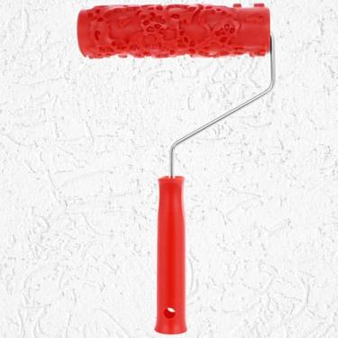 Imagem de QWORK Rolo de pintura com padrão de rolo de textura de 17 cm para decoração de parede com revestimentos elastoméricos de pasta grossa