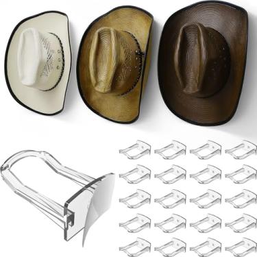 Imagem de Modern JP Ganchos adesivos de chapéu de cowboy para parede (pacote com 20) – Suporte de parede de 7,5 cm para fixação segura, organizador de chapéu de aba larga, decoração de quarto ocidental