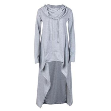 Imagem de Blusa feminina plus size manga comprida com capuz suéter sólido blusa 