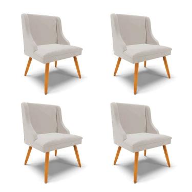 Imagem de Kit 4 Cadeiras Estofadas para Sala de Jantar Pés Palito Lia Veludo Cinza - Ibiza