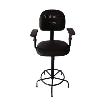 Imagem de Cadeira Secretaria Caixa Alta Braço Regulagem Altura A Gás