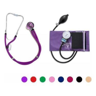 Imagem de Kit Ap. Pressão Esfigmomanômetro + Estetoscópio Pa Med Cores - P. A. M