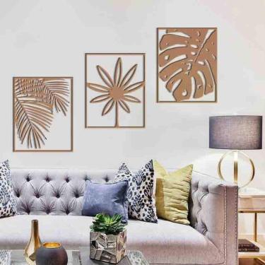 Imagem de Quadro Decorativo Trio Folhas Vazadas - Mdf 3Mm 002