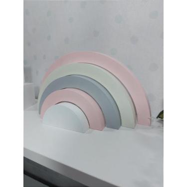 Imagem de Arco-íris em MDF para Quarto de Menina - Cinza e Rosa - Ideiative Desi