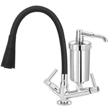 Imagem de Torneira De Mesa Com Filtro Tubo Color Preto Duplo Cone 1-4 De Volta 6175 - 772306 - Stoc