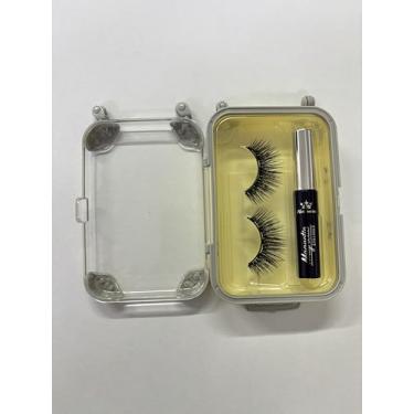 Imagem de Amzmam Kit de cílios magnéticos e delineador, cílios magnéticos de vison sintético premium, à prova d'água, de longa duração, livre de crueldade, 1 par (86-9AHM-DLV3)