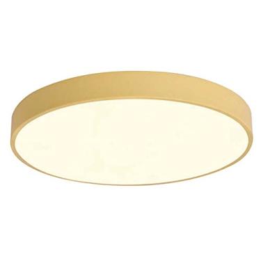 Imagem de Luminária de teto LED tricolor com escurecimento, luminária de teto minimalista embutida, fina, 1,9 pol., iluminação de teto (abajur de macaron), lâmpada plana moderna para quarto e sala de