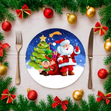 Imagem de Kit C/ 6 Capas Para Sousplat 35cm Natal Estampado Noel Mesa Posta (SNAT0087)