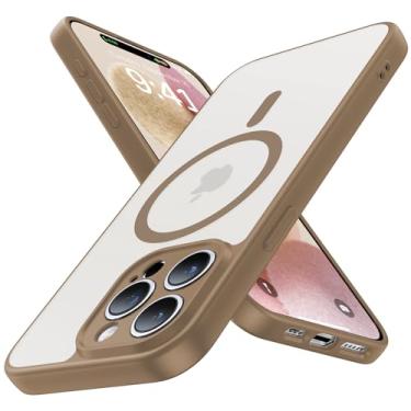 Imagem de Maozis Capa magnética para iPhone 15 Pro Max, atualizada [proteção total da câmera] [compatível com Magsafe] [proteção Mil-Grade] Capa de telefone fosca translúcida à prova de choque para iPhone 15