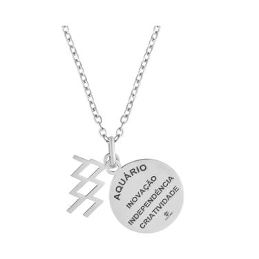 Imagem de Colar de Aço Signo Aquário 18mm 50cm