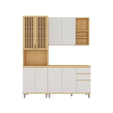 Imagem de Armário de Cozinha Compacta Luciane Aura com Balcão 9 Portas 2 Gavetas