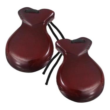 Imagem de YIJU 2x Castanholas espanholas de madeira Instrumentos de percussão Instrumentos de percussão de mão para melodias folclóricas, Marrom
