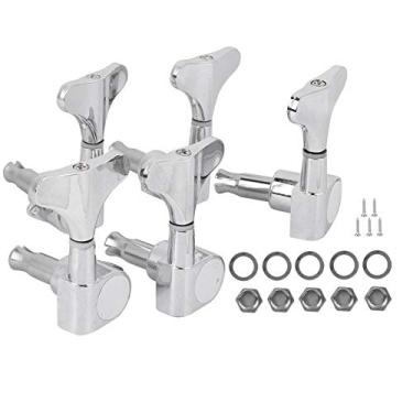 Imagem de Domary Conjunto de Sintonizadores de Baixo, Botão de Corda, Acessórios de Instrumento Musical de Enrolamento Fechado Em Liga para Músicos (Prata)