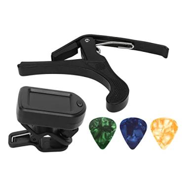 Imagem de RiToEasysports Conjunto de Afinadores de Palheta de Guitarra Capo Com Display LED Acessórios de Guitarra Com Luz de Fundo para Manutenção de Entonação, Adequado para Violino Baixo, Preto