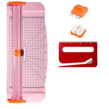 Imagem de HLCORD Conjunto de 3 peças com cortador de papel A4 de 30 cm com proteção de segurança automática e régua lateral, adequado para cortar papel artesanal, vales-presente, cupons, etiquetas, cartolina