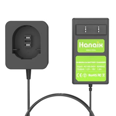Imagem de Hanaix Carregador de bateria, carregamento rápido de 1,2 V-18 V, compatível com baterias Ni-MH-Ni-CD Dewalt 7,2V 12V 14,4V 18V