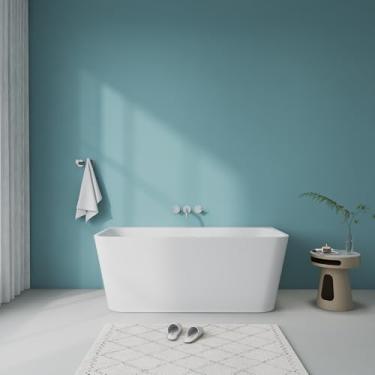 Imagem de Higeine Banheiras de 150 cm premium modernas, independentes, banheiras de banho de imersão branca acrílica atualizada com dreno CUPC