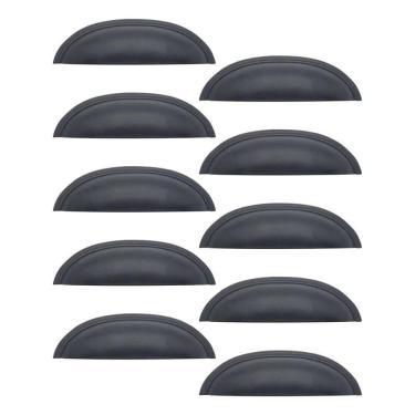 Imagem de Puxador Concha Puxador Armario Gaveta Colonial Preto Fosco