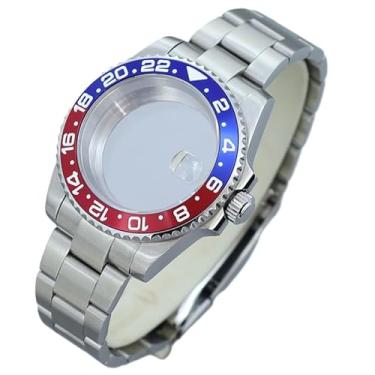 Imagem de FEIYASHI Caixa de relógio de inserção de bisel de cerâmica de duas cores GMT de mergulho Vidro de cristal de safira para NH35 34 36 Miyota8215 2824 Movimento Mostrador de 28,5 mm, Tampa inferior de