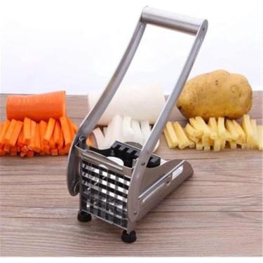 Imagem de Cortador de Batatas e Legumes Profissional em Aço Inox – Picador Manual com 2 Lâminas Intercambiáveis | Alta Precisão para Fritas, Frutas e Vegetais | Resistência e Facilidade na Cozinha