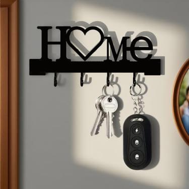 Imagem de Ganchos decorativos de metal, ganchos K-ey montados na parede, porta-chaves, placa de casa, para entrada, porta da frente, cozinha, corredor, garagem, mudroom, escritório, com parafusos e âncoras