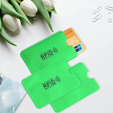 Imagem de 3 peças de porta-cartões de crédito com bloqueio de RFID, sem contato, NFC, à prova d'água, capas para cartões para mulheres e homens, Verde, Elegante