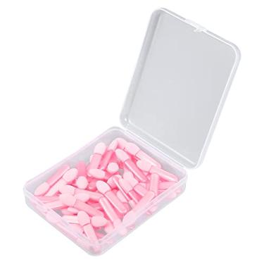 Imagem de 50 aplicadores de esponja de sombra com recipiente, pincel de sombra, aplicador de maquiagem, rosa