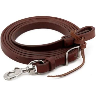 Imagem de Jeereal Régua de couro Roper, peso de óleo pesado, quebrado, rédea de couro flexível, ferragens de aço inoxidável, 5/20.3 cm x 20.3 cm