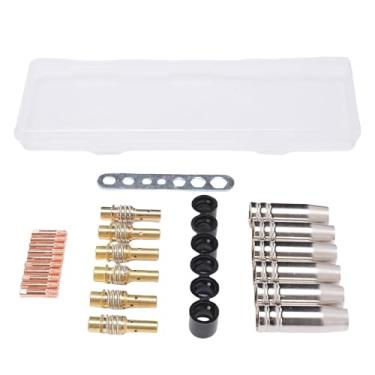 Imagem de ZIZEV Kit de solda MIG, bicos de latão, pontas de 0,1 cm, tampas de conectores difusores para ferramenta de soldagem a gás MB15 15AK MIG MAG com excelente condutividade