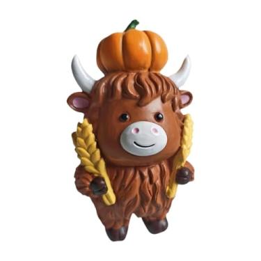 Imagem de CarpNettore Estatueta de Vaca em Resina para Decoração de Escritório, Ornamento, Bezerro, Artesanato Original, Ideal para Natal, ação de Graças, Halloween, Sala D, 7.5 X 5.5 X 10 Cm