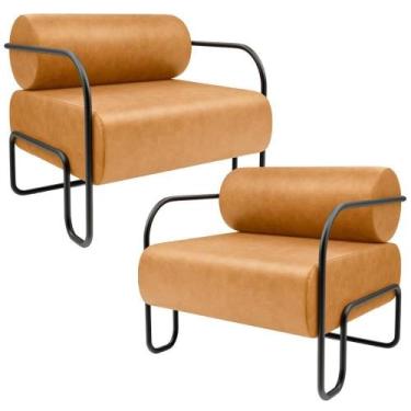 Imagem de Kit 02 Poltronas Decorativa Pés Industrial Moscou K01 material sintéti