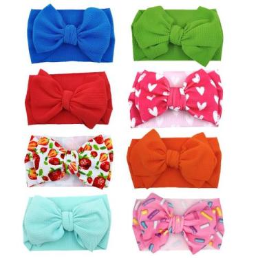 Imagem de Banda de cabelo GEZISAN Baby Bows, conjunto de 8 elásticos de nylon