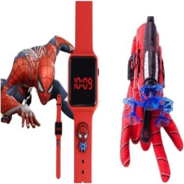 Imagem de Relógio e Luva lança dardos infantil digital brinquedo Homem-Aranha - 