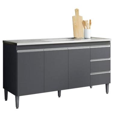 Imagem de Balcão de Cozinha Gabinete 150cm Andréia Sem Tampo AJL Móveis - Móveis