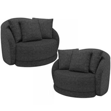 Imagem de Kit 02 Poltronas Decorativa Para Sala De Estar Base Giratória Witta M0