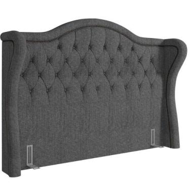 Imagem de Cabeceira Cama Box Queen 160cm P05 Lisboa Linho Cinza Escuro - LYAM DE