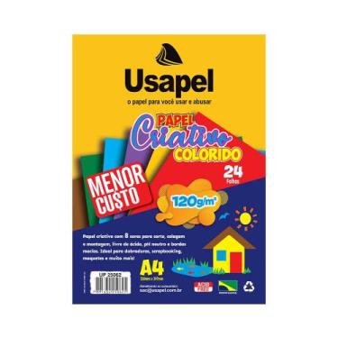 Imagem de Bloco Criativo Usapel A4 com 24 Folhas em 8 Cores 210x297mm 120g, UNIC