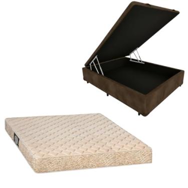 Imagem de Cama Box Baú Blindada com Colchão de Espuma Toulon D33 (SUEDE MARROM, Casal)