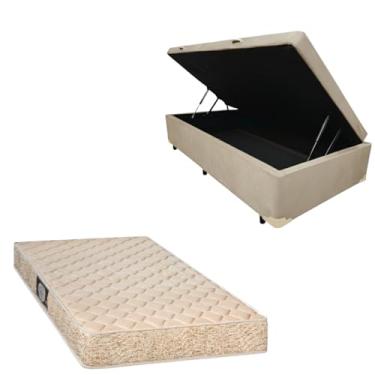 Imagem de Cama Box Baú Blindada com Colchão de Espuma Toulon D33 (SUEDE BEGE, Solteiro)