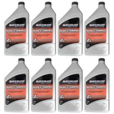 Imagem de Óleo Motores de Popa 2T Quicksilver TCW3 1 Litro Kit Com 8 Litros - Me