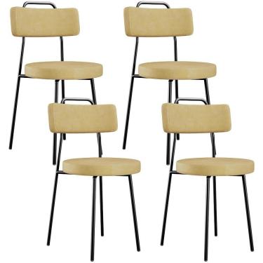 Imagem de Kit 04 Cadeiras Decorativas Estofada Sala De Jantar Barcelona L02 Couríssimo Casco Fendi - Lyam Decor
