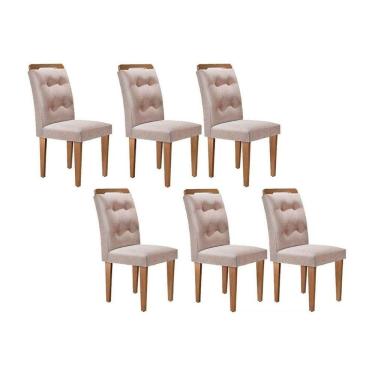 Imagem de Cadeira Sala De Jantar Imperatriz Kit 6 Un Capuccino-linho Bege Turim - Rufato