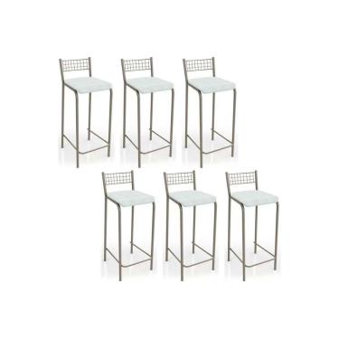 Imagem de Banqueta Gênova B705 Kit 6 Un Niquel/branco 106 - Kappesberg